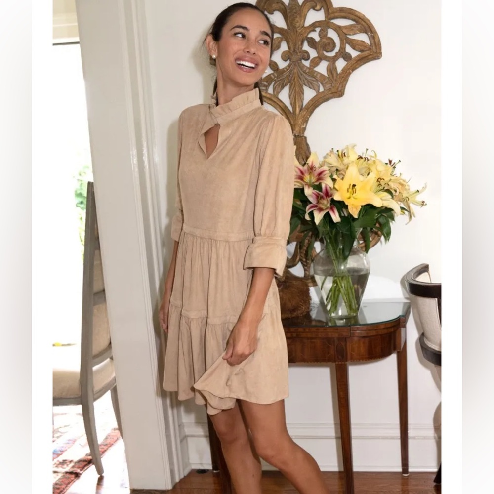 Gretchen Scott suede dress, size small, beige/ tan color!